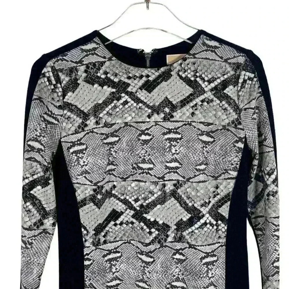 Michael Michael Kors Black Gray Python Print Bodycon Dress Size 2 - Picture 4 of 6